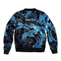 I Like My Ice Crushed Personalized Sleeve Zip Bomber Jacket Ice Blue White Marble Seamless