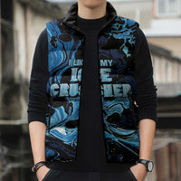 I Like My Ice Crushed Personalized Sleeveless Puffer Jacket Ice Blue White Marble Seamless