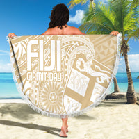 Custom Indo Fijians Beach Blanket Fiji ke Hindustani Polyneisan Paisley Beige Style LT9 - Wonder Print Shop