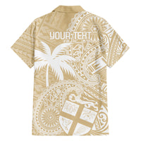 Custom Indo Fijians Family Matching Off Shoulder Maxi Dress and Hawaiian Shirt Fiji ke Hindustani Polyneisan Paisley Beige Style LT9 - Wonder Print Shop
