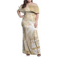 Custom Indo Fijians Family Matching Off Shoulder Maxi Dress and Hawaiian Shirt Fiji ke Hindustani Polyneisan Paisley Beige Style LT9 - Wonder Print Shop