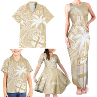 Custom Indo Fijians Family Matching Tank Maxi Dress and Hawaiian Shirt Fiji ke Hindustani Polyneisan Paisley Beige Style - Wonder Print Shop