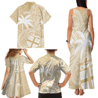 Custom Indo Fijians Family Matching Tank Maxi Dress and Hawaiian Shirt Fiji ke Hindustani Polyneisan Paisley Beige Style - Wonder Print Shop