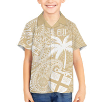 Custom Indo Fijians Kid Hawaiian Shirt Fiji ke Hindustani Polyneisan Paisley Beige Style - Wonder Print Shop