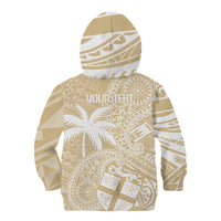 Custom Indo Fijians Kid Hoodie Fiji ke Hindustani Polyneisan Paisley Beige Style - Wonder Print Shop