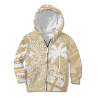 Custom Indo Fijians Kid Hoodie Fiji ke Hindustani Polyneisan Paisley Beige Style - Wonder Print Shop