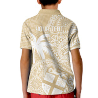 Custom Indo Fijians Kid Polo Shirt Fiji ke Hindustani Polyneisan Paisley Beige Style - Wonder Print Shop