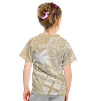 Custom Indo Fijians Kid T Shirt Fiji ke Hindustani Polyneisan Paisley Beige Style - Wonder Print Shop