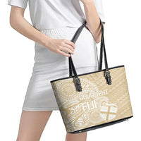 Custom Indo Fijians Leather Tote Bag Fiji ke Hindustani Polyneisan Paisley Beige Style - Wonder Print Shop