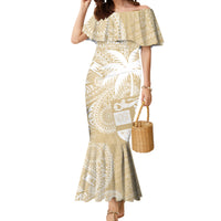 Custom Indo Fijians Mermaid Dress Fiji ke Hindustani Polyneisan Paisley Beige Style - Wonder Print Shop