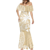 Custom Indo Fijians Mermaid Dress Fiji ke Hindustani Polyneisan Paisley Beige Style - Wonder Print Shop