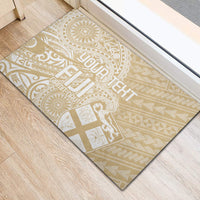 Custom Indo Fijians Rubber Doormat Fiji ke Hindustani Polyneisan Paisley Beige Style - Wonder Print Shop