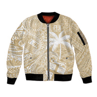 Custom Indo Fijians Sleeve Zip Bomber Jacket Fiji ke Hindustani Polyneisan Paisley Beige Style - Wonder Print Shop