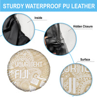 Custom Indo Fijians Spare Tire Cover Fiji ke Hindustani Polyneisan Paisley Beige Style - Wonder Print Shop