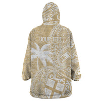 Custom Indo Fijians Wearable Blanket Hoodie Fiji ke Hindustani Polyneisan Paisley Beige Style - Wonder Print Shop