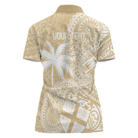 Custom Indo Fijians Women Polo Shirt Fiji ke Hindustani Polyneisan Paisley Beige Style - Wonder Print Shop