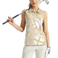 Custom Indo Fijians Women Sleeveless Polo Shirt Fiji ke Hindustani Polyneisan Paisley Beige Style - Wonder Print Shop