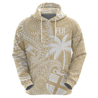 Custom Indo Fijians Zip Hoodie Fiji ke Hindustani Polyneisan Paisley Beige Style - Wonder Print Shop
