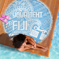 Custom Indo Fijians Beach Blanket Fiji ke Hindustani Polyneisan Paisley Blue Style LT9 - Wonder Print Shop