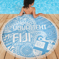 Custom Indo Fijians Beach Blanket Fiji ke Hindustani Polyneisan Paisley Blue Style LT9 - Wonder Print Shop