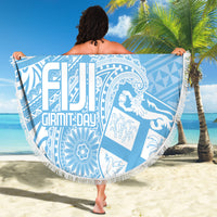 Custom Indo Fijians Beach Blanket Fiji ke Hindustani Polyneisan Paisley Blue Style LT9 - Wonder Print Shop