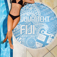 Custom Indo Fijians Beach Blanket Fiji ke Hindustani Polyneisan Paisley Blue Style LT9 - Wonder Print Shop