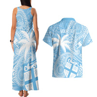 Custom Indo Fijians Couples Matching Tank Maxi Dress and Hawaiian Shirt Fiji ke Hindustani Polyneisan Paisley Blue Style LT9 - Wonder Print Shop