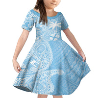 Custom Indo Fijians Family Matching Mermaid Dress and Hawaiian Shirt Fiji ke Hindustani Polyneisan Paisley Blue Style LT9 - Wonder Print Shop