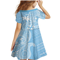 Custom Indo Fijians Family Matching Mermaid Dress and Hawaiian Shirt Fiji ke Hindustani Polyneisan Paisley Blue Style LT9 - Wonder Print Shop