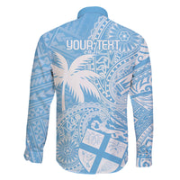 Custom Indo Fijians Family Matching Short Sleeve Bodycon Dress and Hawaiian Shirt Fiji ke Hindustani Polyneisan Paisley Blue Style - Wonder Print Shop