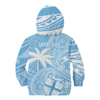 Custom Indo Fijians Kid Hoodie Fiji ke Hindustani Polyneisan Paisley Blue Style - Wonder Print Shop