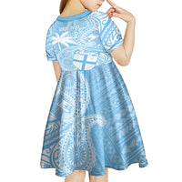 Custom Indo Fijians Kid Short Sleeve Dress Fiji ke Hindustani Polyneisan Paisley Blue Style - Wonder Print Shop