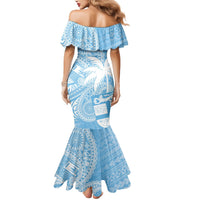 Custom Indo Fijians Mermaid Dress Fiji ke Hindustani Polyneisan Paisley Blue Style - Wonder Print Shop