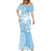 Custom Indo Fijians Mermaid Dress Fiji ke Hindustani Polyneisan Paisley Blue Style - Wonder Print Shop