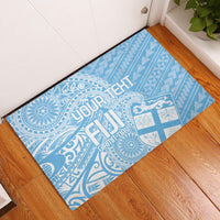 Custom Indo Fijians Rubber Doormat Fiji ke Hindustani Polyneisan Paisley Blue Style - Wonder Print Shop