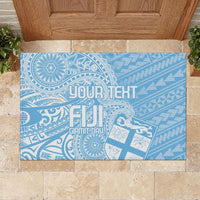 Custom Indo Fijians Rubber Doormat Fiji ke Hindustani Polyneisan Paisley Blue Style - Wonder Print Shop