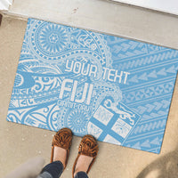 Custom Indo Fijians Rubber Doormat Fiji ke Hindustani Polyneisan Paisley Blue Style - Wonder Print Shop