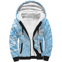 Custom Indo Fijians Sherpa Hoodie Fiji ke Hindustani Polyneisan Paisley Blue Style - Wonder Print Shop