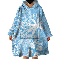 Custom Indo Fijians Wearable Blanket Hoodie Fiji ke Hindustani Polyneisan Paisley Blue Style - Wonder Print Shop