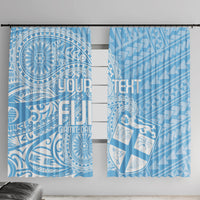Custom Indo Fijians Window Curtain Fiji ke Hindustani Polyneisan Paisley Blue Style - Wonder Print Shop