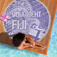 Custom Indo Fijians Beach Blanket Fiji ke Hindustani Polyneisan Paisley Purple Style LT9 - Wonder Print Shop