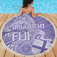 Custom Indo Fijians Beach Blanket Fiji ke Hindustani Polyneisan Paisley Purple Style LT9 - Wonder Print Shop