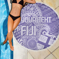 Custom Indo Fijians Beach Blanket Fiji ke Hindustani Polyneisan Paisley Purple Style LT9 - Wonder Print Shop
