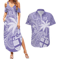 Custom Indo Fijians Couples Matching Summer Maxi Dress and Hawaiian Shirt Fiji ke Hindustani Polyneisan Paisley Purple Style LT9 - Wonder Print Shop