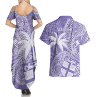 Custom Indo Fijians Couples Matching Summer Maxi Dress and Hawaiian Shirt Fiji ke Hindustani Polyneisan Paisley Purple Style LT9 - Wonder Print Shop
