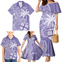 Custom Indo Fijians Family Matching Mermaid Dress and Hawaiian Shirt Fiji ke Hindustani Polyneisan Paisley Purple Style LT9 - Wonder Print Shop