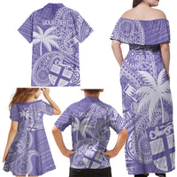Custom Indo Fijians Family Matching Off Shoulder Maxi Dress and Hawaiian Shirt Fiji ke Hindustani Polyneisan Paisley Purple Style LT9 - Wonder Print Shop
