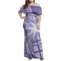 Custom Indo Fijians Family Matching Off Shoulder Maxi Dress and Hawaiian Shirt Fiji ke Hindustani Polyneisan Paisley Purple Style LT9 - Wonder Print Shop