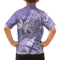Custom Indo Fijians Family Matching Short Sleeve Bodycon Dress and Hawaiian Shirt Fiji ke Hindustani Polyneisan Paisley Purple Style - Wonder Print Shop