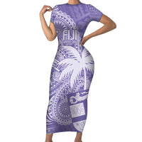 Custom Indo Fijians Family Matching Short Sleeve Bodycon Dress and Hawaiian Shirt Fiji ke Hindustani Polyneisan Paisley Purple Style - Wonder Print Shop
